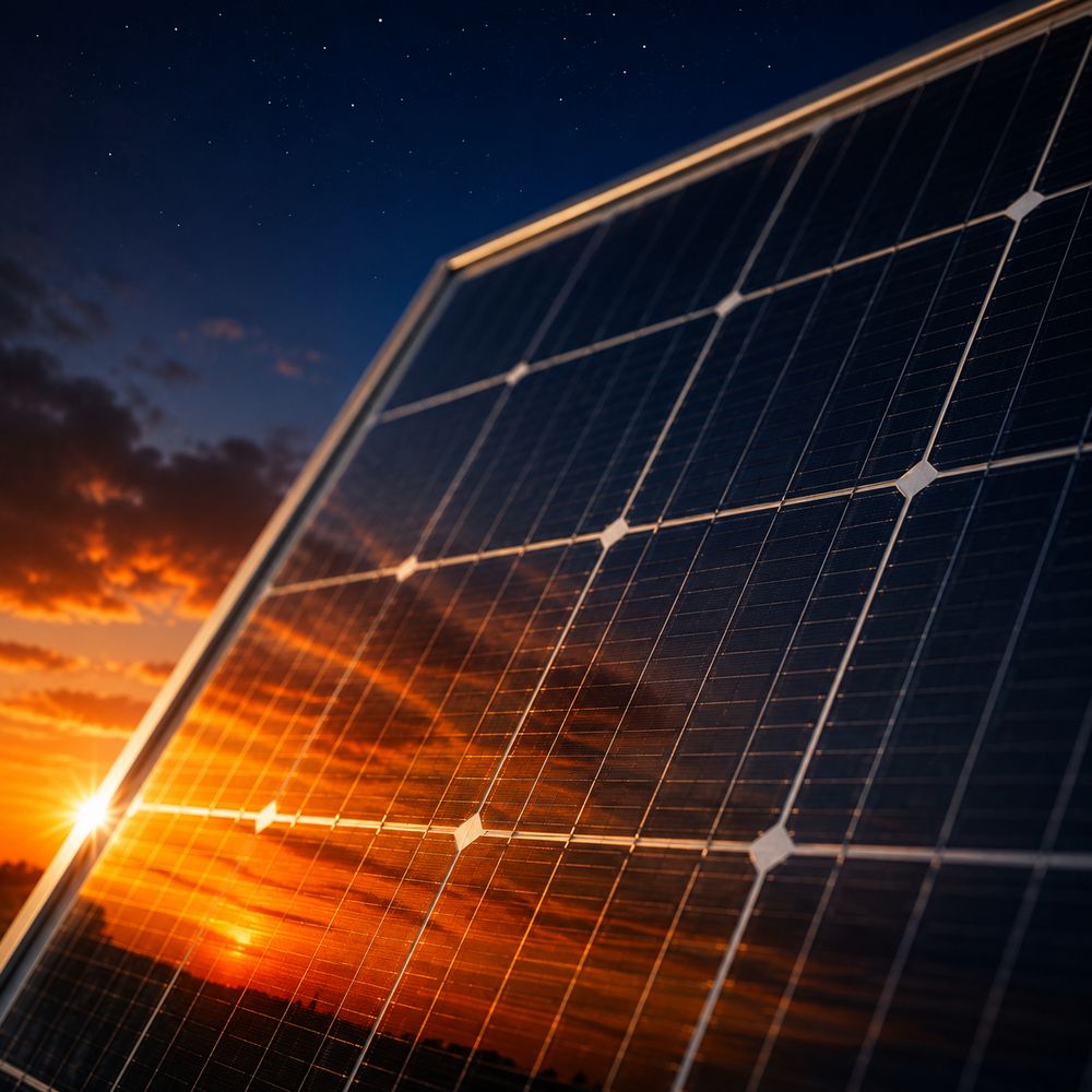 Panel solar al atardecer